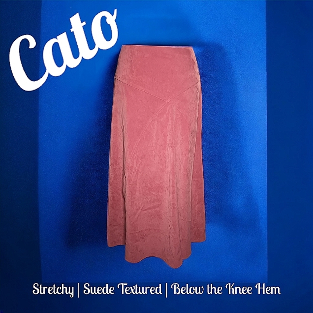 Cato Suede Textured Stretchy Yoke Waisted  Fit & Flare Knee Length Skirt